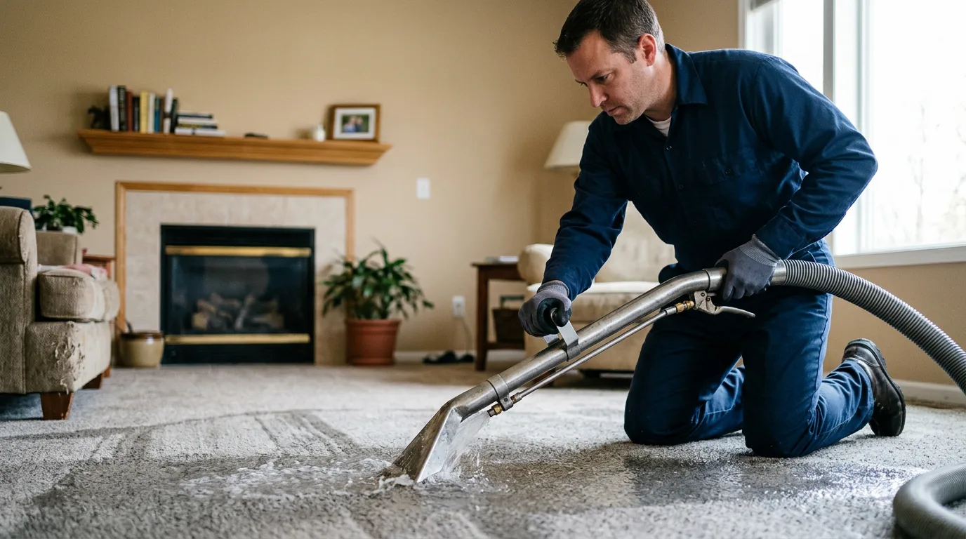 Water damage restoration technician working near Forest, OH